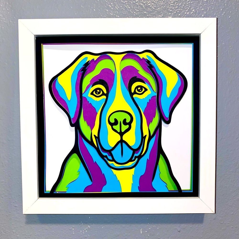 3D Labrador Multicolor Shadowbox - Picture 6 of 8